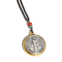 Pendant Necklaces Saint St Benedict Catholic Medallion Necklace Vintage Stainless Steel Men Women Punk Trendy Exorcism Amulet