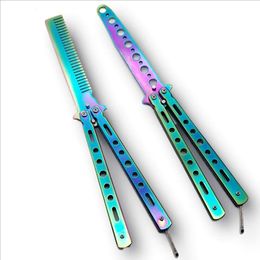 Butterfly Ing Plated Comb Beginner Folding Knife Practise Pattern (Non Blade) C27 Coloured Titanium 143069