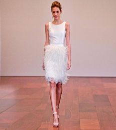 Skirts High Street Fashion White Feather Skirt Custom Made Elastic Waist Knee Length Full Feathers Midi Banquet Prom Party SkirtSk4477652