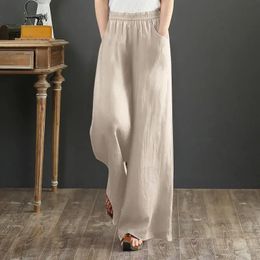 Womens Pants Linen Loose Clothing Baggy Trousers for Woman High Waist Purple Chic and Elegant Slacks in Outfits Aesthetic G 240305