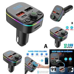 New Wireless Radio Kit Bluetooth 5.0 Car FM Transmitter Light Charger With Handsfree Colourful Modulator Ambient Fast Mp3 Pla Y8f7