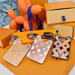 Key Rings Designer Monogrammed Card Holder Keychain Fashion Card Holder Charm Car Chain Charms Brown Flower Mini Bag Trinkets Gift Accessories With BoxL240305