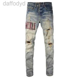 Men's Jeans 2023New Hole Light Blue Dark Grey Italy Brand Long Pants Trousers Streetwear denim Skinny Straight Jean D2 Top quality 28-40 890404296 240305