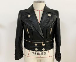 HIGH STREET New Fashion 2020 Designer Jacket Women039s Lower Edge Detachable Lion Buttons Synthetic Leather Motorcycle Jacket5070688