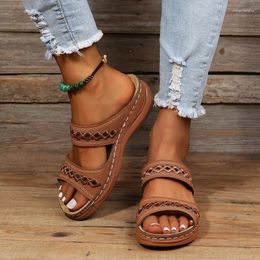 Sandals Women Open Toe Summer Shoes 2024 Comfort Double Buckle Wedge Ladies Plus Size Platform Casual Slippers