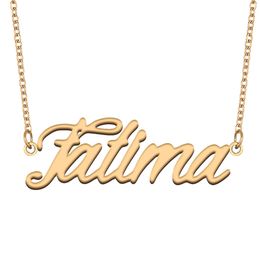 Fatima Name Necklace Pendant for Women Girls Birthday Gift Custom Nameplate Kids Best Friends Jewelry 18k Gold Plated Stainless Steel