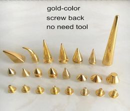 All Kinds of Gold Colour Rivet SpikeDifferent Shapes Screw Back Metal StudPunk Rock DIY Rivet Stud9109940