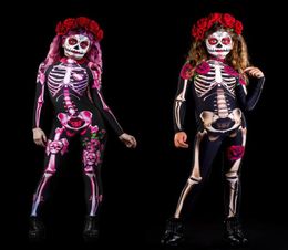 Special Occasions Skeleton Rose Kids Child Halloween Devil Ghost Jumpsuit Party Carnival Performance Scary Costume Baby Girl Day O8319469
