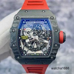 Brand Watch Grestest Wrist Watches RM Wristwatch Rm35-02 Black Ntpt Carbon Fiber Hollow Plate RM3502