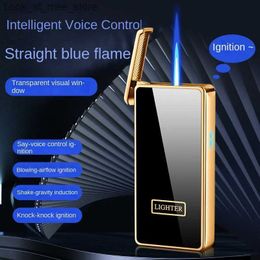 Lighters Intelligent voice control switch igniter gas lamp electrical integration USB inflatable lamp smoking accessories gift tool Q240305