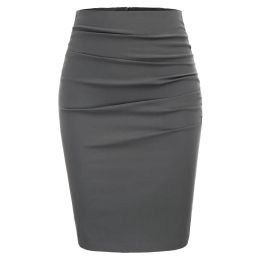 Dresses Grace Karin Ladies Skirt Work Party Office Women Vintage Solid Colour Ruched Front Skirt Classy Hipswrapped Bodycon Pencil Skirt