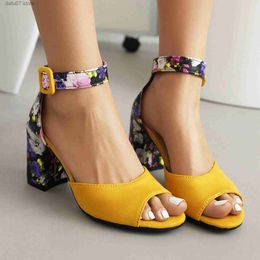 Sandals Dropshipping New Roman Style Fish Mouth High Heel Suede Buckle Open Toe Square Rise Casual WomensH2435