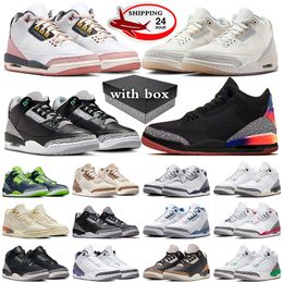 kostenloser Versand mit Box Jumpman 3 Basketballschuhe für Männer Frauen Turnschuhe Elfenbein Vintage Blumen Palomino Hugo White Cement Reimagined Herren Trainer Sport