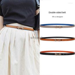 Belts Belts 1pcs Double-sided Use Of Leather Decorated Ins Jeans Wild Student Trend Luxury Design Top Brand 240305