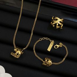 Women Designer Ring Necklace Bracelet Brass Hollow Y Letter Pendant Luxury Fashion Jewelry Without Box