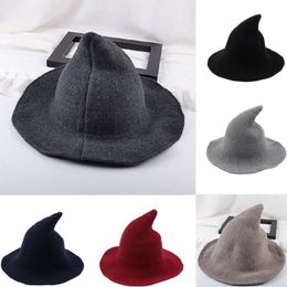 Stingy Brim Hats FUFUCAILLM 2021 Modern Halloween Witch Hat Fashion Wool Fedoras For Adult Girl Party300Q