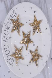 Gold star design crystal fix rhinestone motifs iron on transfer rhinestone patches applique for clothing shoe 25pcslot3210648