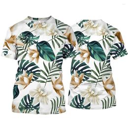 Men's T Shirts 2024 Floral Men Shirt Stereoscopic Printed Pattern Fashion Tops Summer Mens Casual Street O Neck Blouse