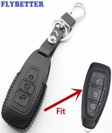 FLYBETTER Genuine Leather 3Button Smart Key Case Cover For Ford FocusCMaxMondeoKugaFiestaSMaxGrand Car Styling L22129333573