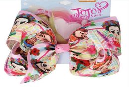 JOJO SWIA hair Bow Large 8Inch Handmade Hair Bows BEIJING OPERA beautiful girl print Ribbon With Alligator Clip for Kids Girl7772178