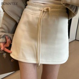 skirt Mini Skirts Women High Waist Sporty Solid Casual Drawstring Design Aline Soft Loose Ulzzang Style Fashion Summer Allmatch Chic