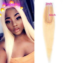 Raw Indian Virgin Human Hair Top Closures 2X6 Silky Straight 613 Blonde 2 By 6 Lace Closure Middle Part 1022inch1086838