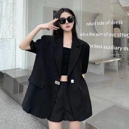 Blazers 2023 Spring And Summer Black Suit Jacket Female After The Slit Design Sense Niche Casual Thin Fashion Suit Tops Female Jacket