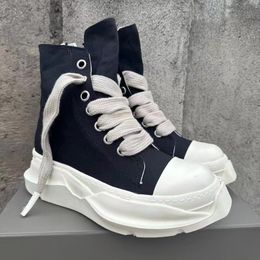 Casual Shoes rock Leather high cut Hot Sale Designer Boots Women Booties Canvas Shoe Men Sneakers Rubber Bottoms High Jumbo Lace Up Thick Sneaker Boot