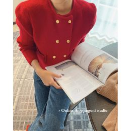 Cardigans 2023 Woman Y2k Clothes Red Heavy Sweaters Jackets Oem Pulls Crop Top Korean Fashion Vintage Winter Goth Sweatshirts Cardigans