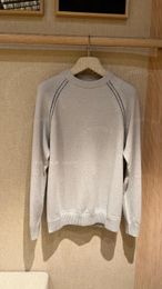 Mens Sweaters Spring loro piano Casual Grey Round Neck Long Sleeve Cashmere Sweater