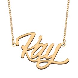 Kay name necklaces pendant Custom Personalised for women girls children best friends Mothers Gifts 18k gold plated Stainless steel