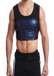 New Men Sweat Body Shaper Vest Slimming Waist Trainer Abdomen Fat Buring Sauna Suit Fitness Shapewear T Shirt Corset Top5638321