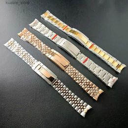 Watch Bands 20mm Silver Gold Rose Gold Strap Steel Male Accessories Replacement Fits GMT Case Folding Buckle L240307