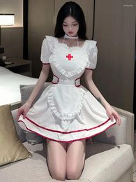 Party Dresses WOMENGAGA White Angel Sexy Cosplay Uniform Dress Elegant Girl Mini Short Sleeve Tops Fashion 2024 Korean Women R0N7