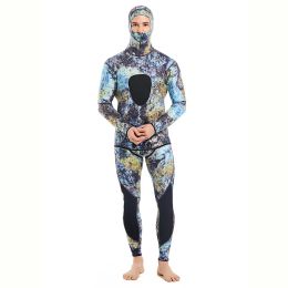 Swimwear Wetsuits Men's 1.5/3MM Neoprene Hooded Warm Wetsuit Camouflage Split Hunting Fish Hunting Scuba Snorkeling Surfing Swimsuit