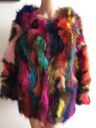 Fur 2023 Real Natural Genuine colorful Raccoon Fur Coat Women Length Raccoon Fur Jacket Custom Big Size Overcoat Free Shipping ZF872