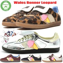 2024 Wales Bonner Leopard Pony Original Designer Casual Shoes Pharrell Humanrace Vegan White Fox Black Gum Red Trainers Pink Cream Green Platform Sneakers