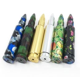 Whole colours Bullet Aluminium Metal Smoking Pipe Mini creative and convenient cartridge tobacco Herb Pipes Shisha Hookah Sneak6705215