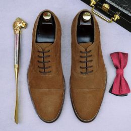 Dress Shoes Luxury Mens Cow Suede Genuine Leather Handmade Fashion 2024 Spring Designer Oxfords Wedding Social Man