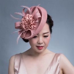 Berets Women Chic Fascinator Hat Cocktail Wedding Party Church Headpiece kentucky Headwear Feather Hair Accessories Sinamay Fascin257d