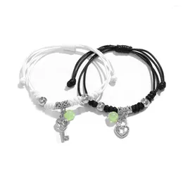 Link Bracelets 2pcs Luminous Lover Couple Bracelet Heart Key Star Friendship Magnetic Adjustable Charm Jewellery Gifts