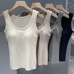 Women's Tanks Padded Strap Bottoming Top Underwear That Makes Your Back More Antibacterial Cashmere Protein Warm Autumn Winter Vest