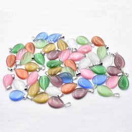 Fashion trendy hot sell Cat's eye stone water drop shape pendants charms for Necklaces making