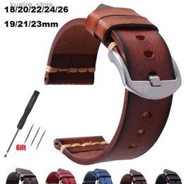 Watch Bands es Accessories Vintage Genuine Leather Band Handmade Strap 18mm 19mm 20mm 21mm 22mm 23mm 24mm 26mm Wrist s L240307