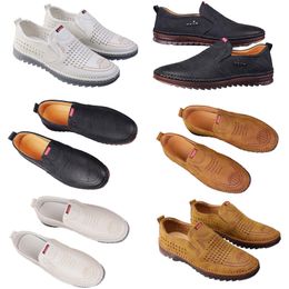 Casual shoes for men's spring new trend versatile online shoes for men's anti slip soft sole breathable leather shoes Brown white black handsome 40