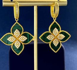 Four Leaf Clover stud earring Designer Jewellery Gold Silver Mother of Pearl Green Flower earring Link Chain Womens gif