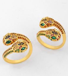 Wedding Rings Listing Women Open Multicolor Microinlaid Zircon 2022 Fashion Exaggeration Snake Type Gold Ring Jewelry5448872