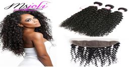 Peruvian Human Hair Wefts with Closure 13by4 Frontal Ear To Ear Deep Wave Hair Weave 3 Bundles With Frontal Unprocessed Natural Ha3429839