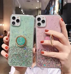 Gradient Glitter Phone Cases For Huawei P40 P20 P30 Pro Lite Mate 30 20 Pro With Finger Ring Holder Soft Clear Back Cover4112730