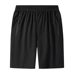 Men's Shorts Men Zipper Pocket Retro Thin Sport With Pockets Elastic Waist Above Knee Length For Casual Daily Wear